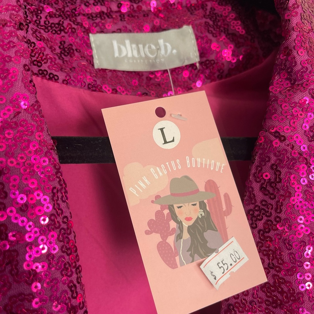 Fuchsia Sequin Blazer Jacket - Women's Sparkle Blazer - Picture 5 of 8